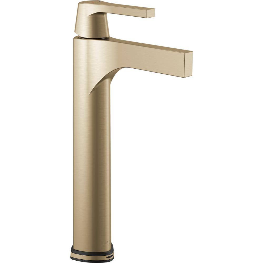 Delta Zura Single Hole Single Handle Vessel Bathroom Faucet With Touch2oxt Technology In Champagne Bronze 774t Cz Dst The Home Depot