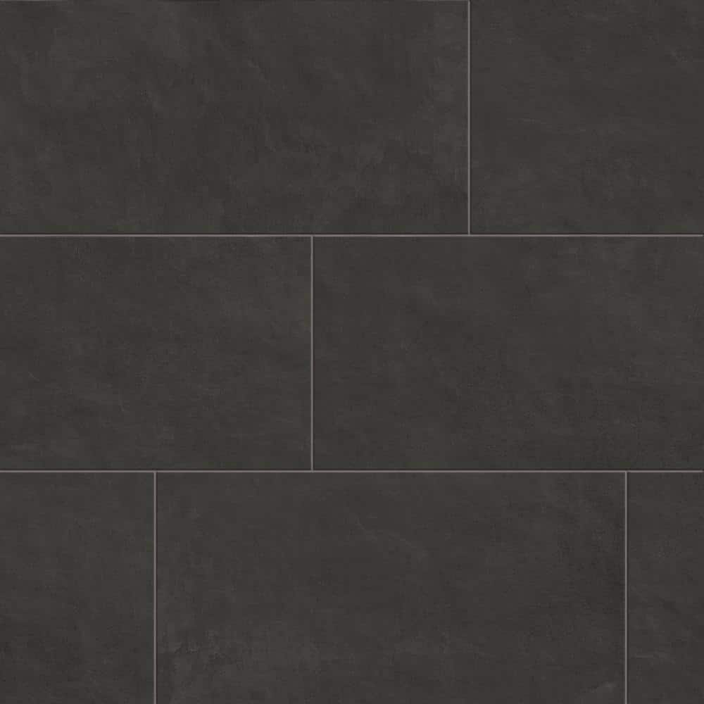 Corso Italia Urban Black 12 In. X 24 In. Solid Concrete Look Porcelain 