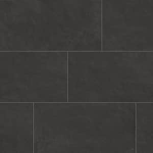 Urban Black 12 in. x 24 in. Solid Concrete Look Porcelain Floor and Wall Tile (13.56 sq. ft./Case)