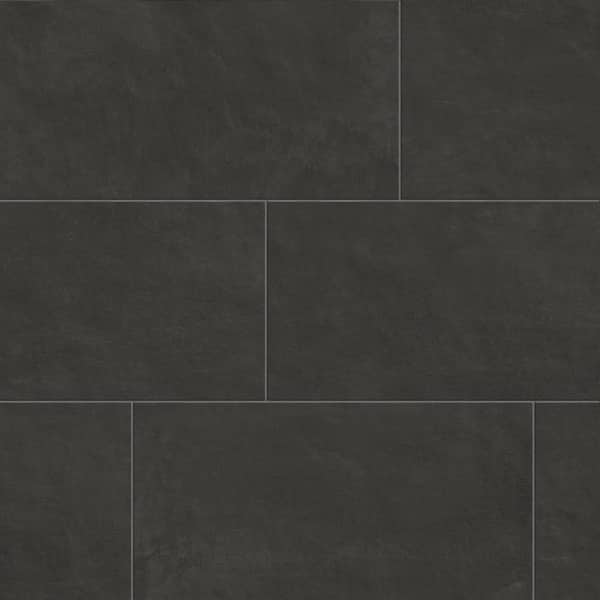 Corso Italia Urban Black 12 in. x 24 in. Solid Concrete Look Porcelain ...