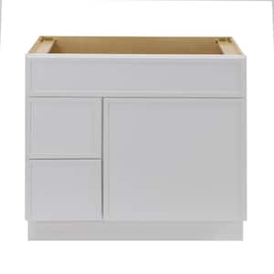 36 in. W x 21 in. D x 32.5 in. H 2-Left Drawers Bath Vanity Cabinet without Top in White