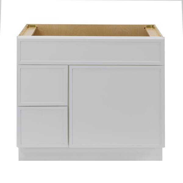 Vanity Art 36 in. W x 21 in. D x 32.5 in. H 2-Left Drawers Bath Vanity Cabinet without Top in White