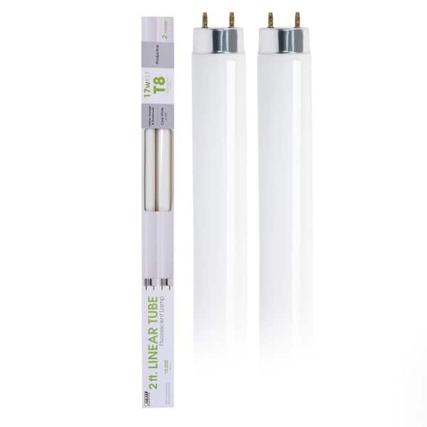 17-Watt 2 ft. T8 G13 Linear Fluorescent Tube Light Bulb, Cool White 4100K (2-Pack)