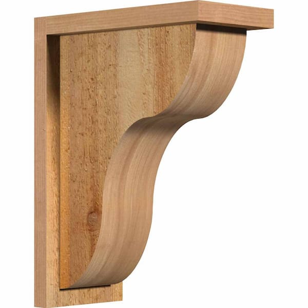 Ekena Millwork 6 in. x 12 in. x 16 in. Western Red Cedar Carmel Rough Sawn Corbel with Backplate