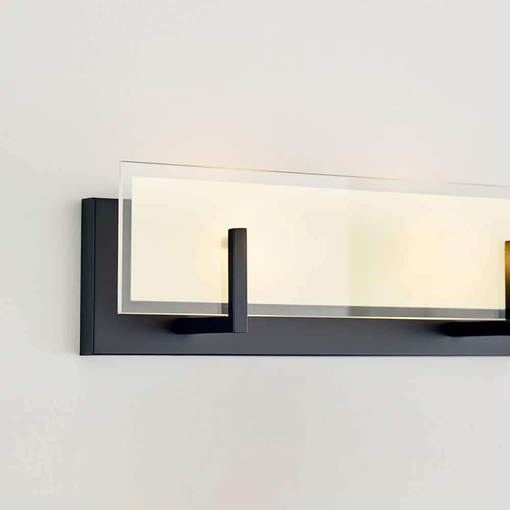 Midnight Black 2-Light Dimmable Vanity Light with Clear Glass