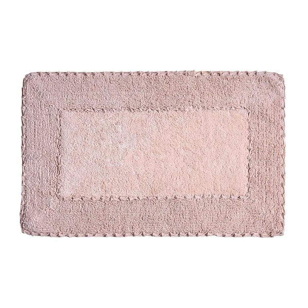 Laura Ashley 20 in. x 34 in. Blush Cotton Ruffle Bath Rug