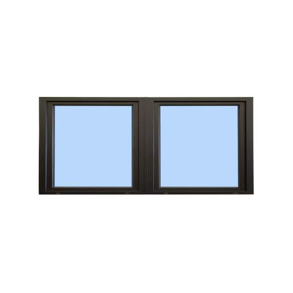60 in. x 20 in. Elite Euro Black Exterior/White Interior Vinyl Double Sash Tilt and Turn Window, LHS/RHS  Inward Swing