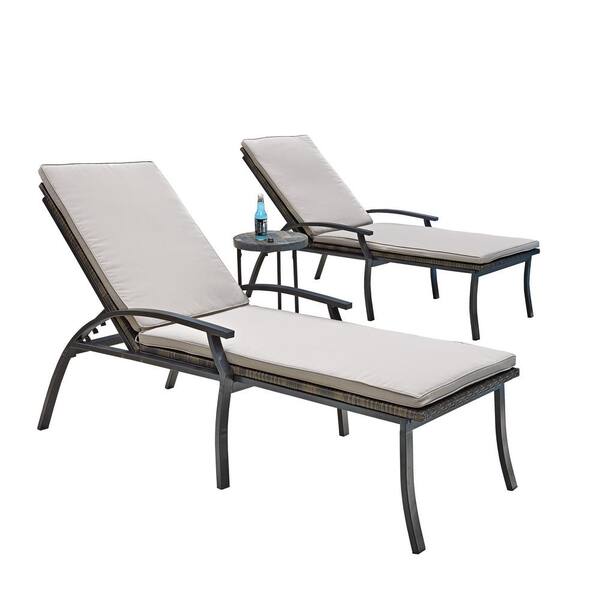 Home Styles Laguna Black Woven Vinyl and Metal Patio Chaise Lounge Chairs