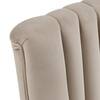Close-up detail of the vertical channel back stitching on a dining chair.