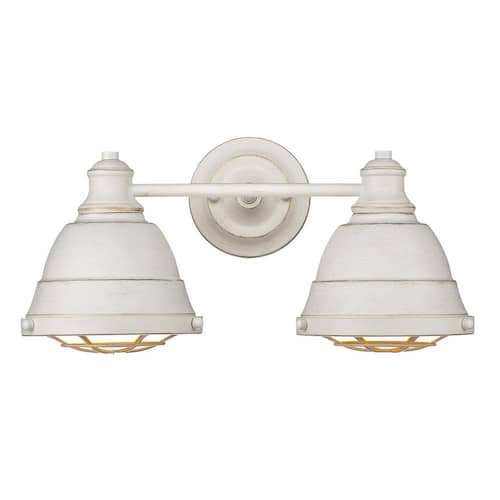 Bartlett 2-Light French White Bath Vanity Golden Lighting Vanity Lighting