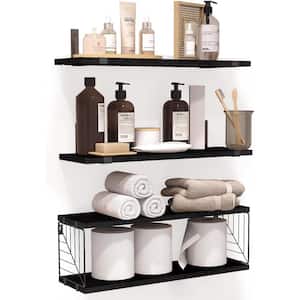 15.8 in. W x 5.9 in. D Black Decorative Wall Shelf, 3 Plus 1 Tier Bathroom Floating Shelves