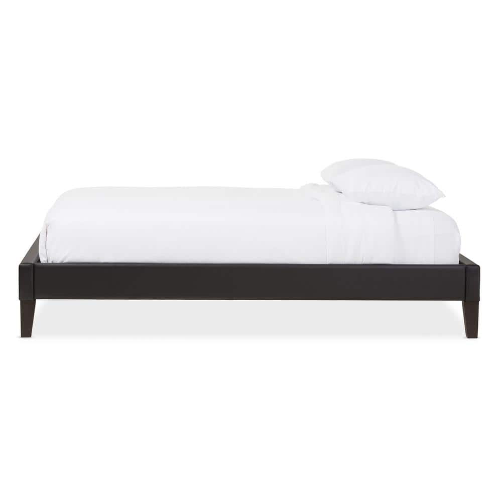 Lancashire Black Faux Leather Upholstered Full Bed Frame with Tapered Legs