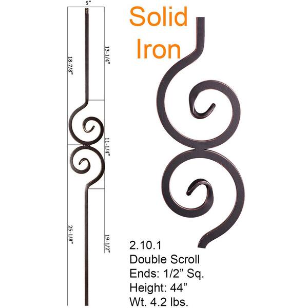 HOUSE OF FORGINGS Versatile 44 in. x 0.5 in. Oil Rubbed Copper Double Spiral Solid Wrought Iron Baluster