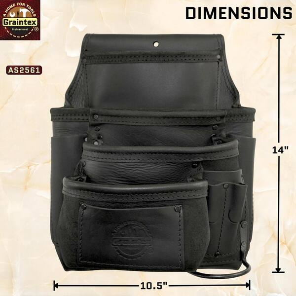 Graintex Ambassador Series Left-Handed Tool Pouch - Top Grain Leather For Framers & Handymen - View #9