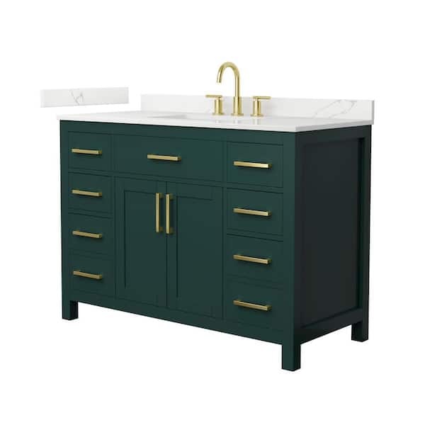 Beckett 48 in. Single Freestanding Green Bath Vanity with Giotto Quartz Top (Assembled)