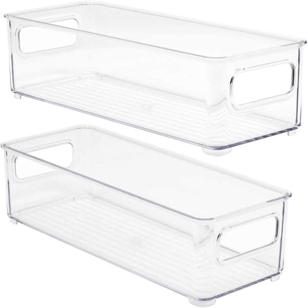 Sorbus 2 Pack Narrow Stackable Clear Storage Bins with Handles