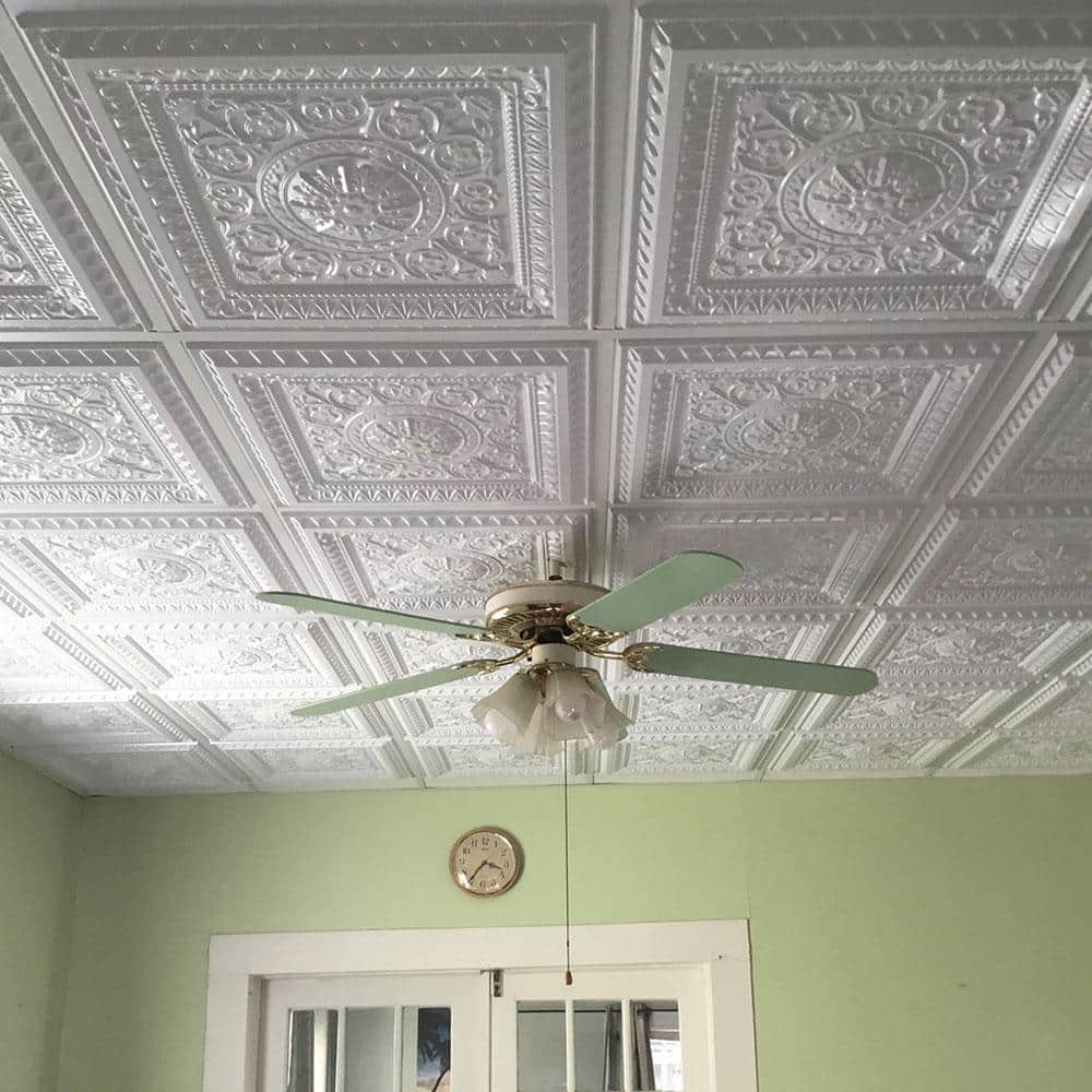 Gloss White 2 ft. x 4 ft. PVC Drop-In Ceiling Tiles (Set of 10)
