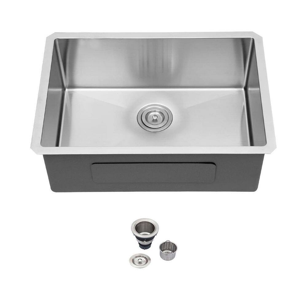 26 in. Undermount Sink Single Bowl 16-Gauge Brushed Stainless Steel Kitchen Sink with Drain Assembly price history on PriceWatchPro