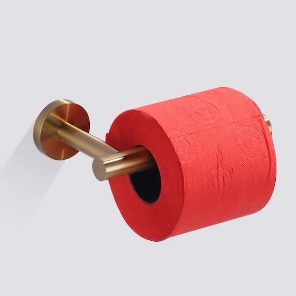 Wall-Mount Stainless Steel Single Post Toilet Paper Roll Holder for Bathroom, Washroom, Kitchen in Brushed Gold