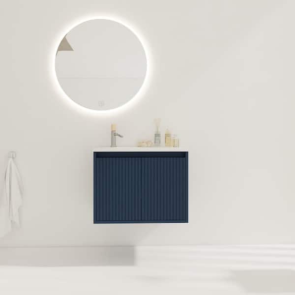Xspracer Victoria 24 in. W x 18 in. D x 18 in. H Floating Modern Design Single Sink Bath Vanity with Top and Cabinet in Blue