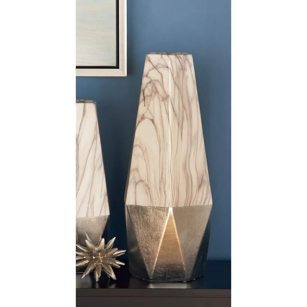 Modern Striped Black and Gold Ceramic Vase - 12.55" Height
