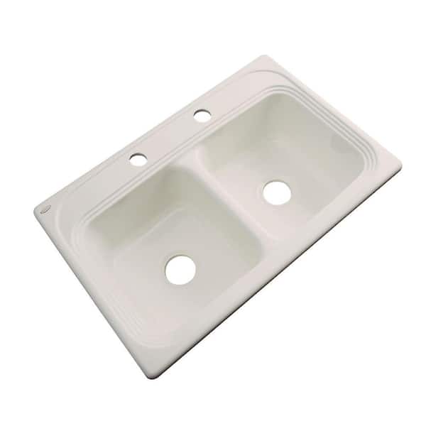 Thermocast Chesapeake Drop-In Acrylic 33 in. 2-Hole Double Bowl Kitchen Sink in Desert Bloom