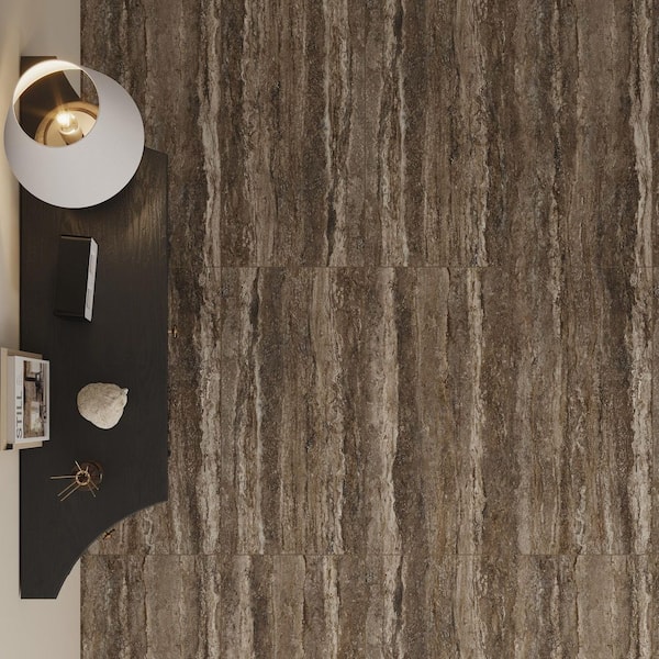 American Travertine Titanium 24 in. x 48 in. Chiseled Porcelain Wall Tile (2-Pieces, 16 sq. ft. /Case)