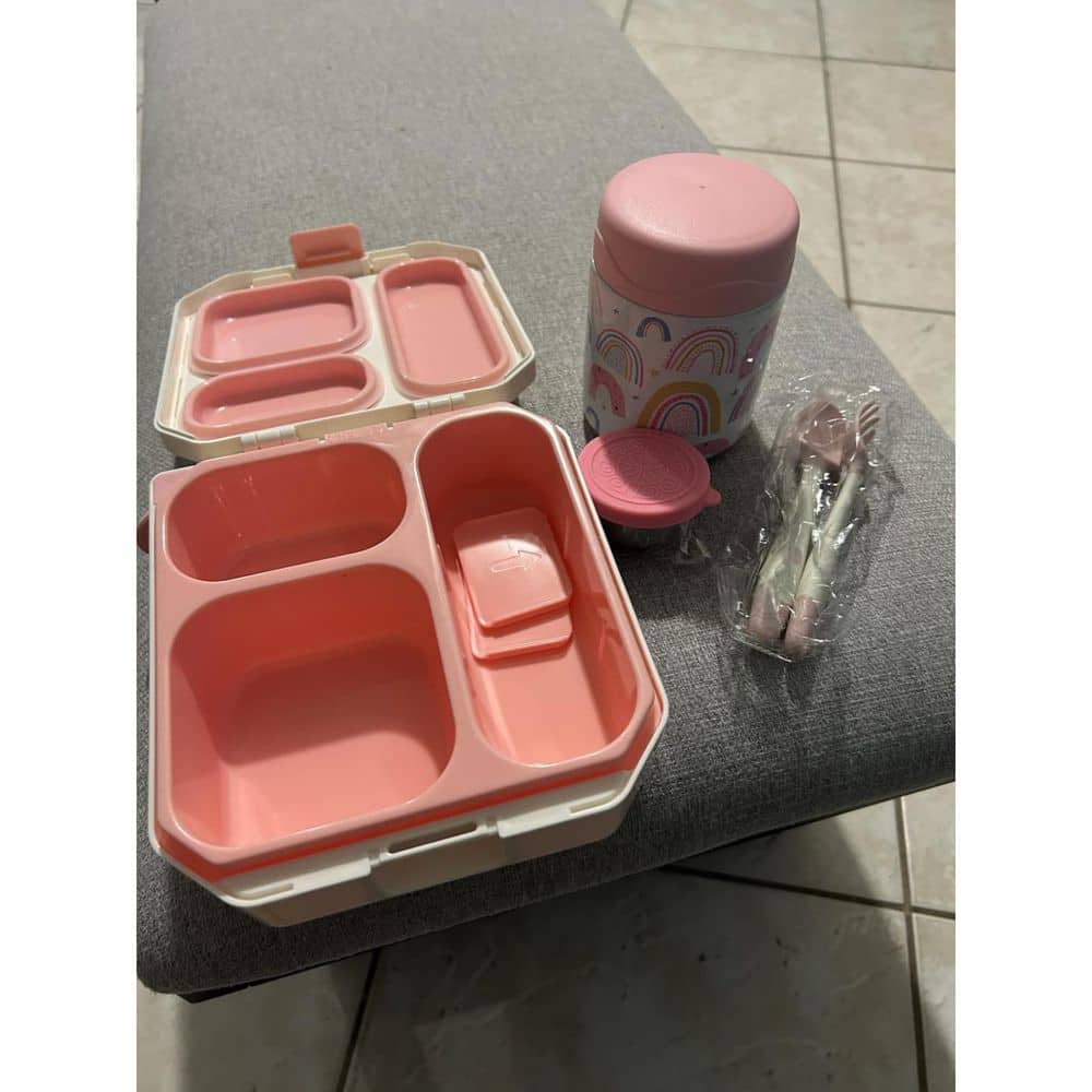Wudkey Kids Bento Lunch Box Set with Thermo Jar Cartoon Theme Lunch Bag ...