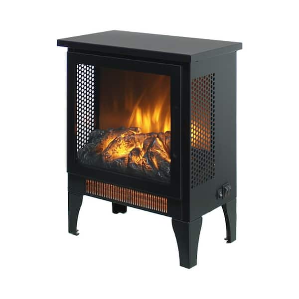 14 in. W Freestanding Infrared Electric Fireplace in Black with 3D Flame