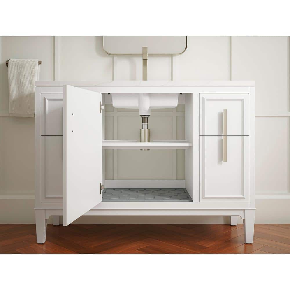 Southerk 48-Inch White Painted Freestanding Bathroom Vanity with Quartz Top