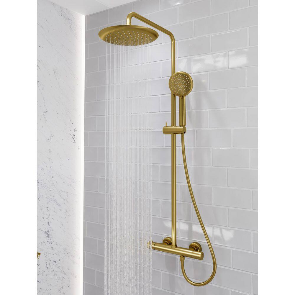 Brushed Gold Heavy Rainfall Stainless Steel Shower System with Hand Sprayer