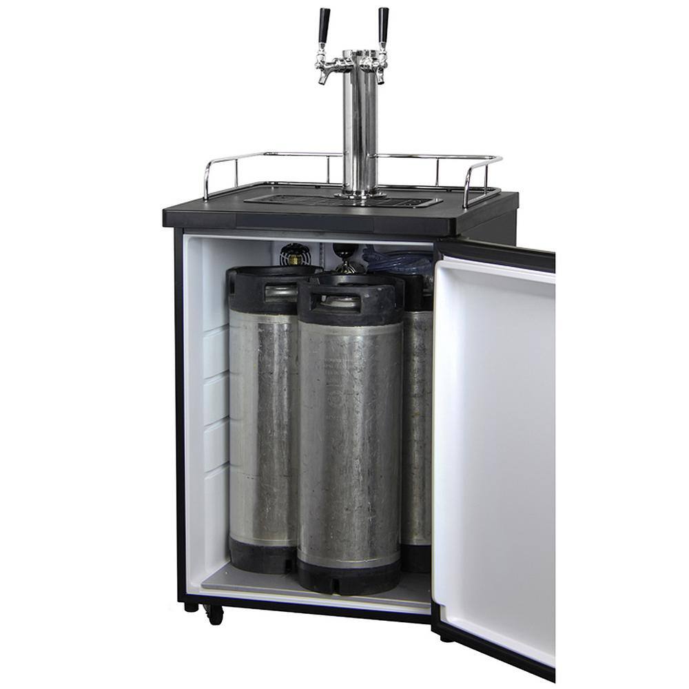 Stainless Steel Dual Tap Freestanding Kegerator with Adjustable Temperature