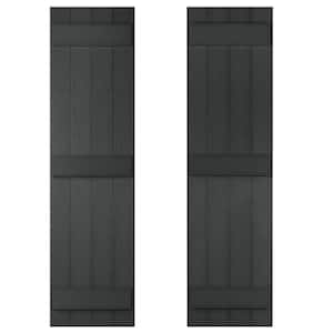 14 in. x 71 in Recycled Plastic Board and Batten Stonecroft Shutter Pair in Black