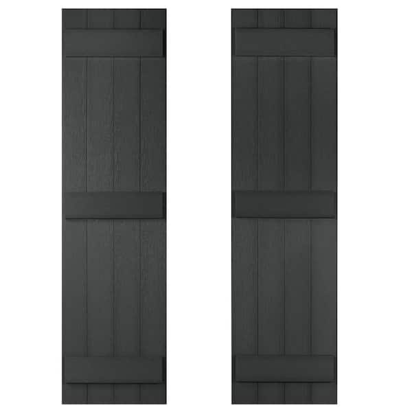 Highwood 14 in. x 71 in Recycled Plastic Board and Batten Stonecroft Shutter Pair in Black