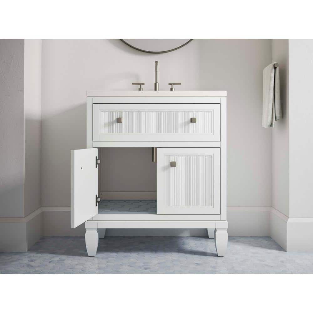 Hearthaven 30'' White MDF Bathroom Vanity with Quartz Top