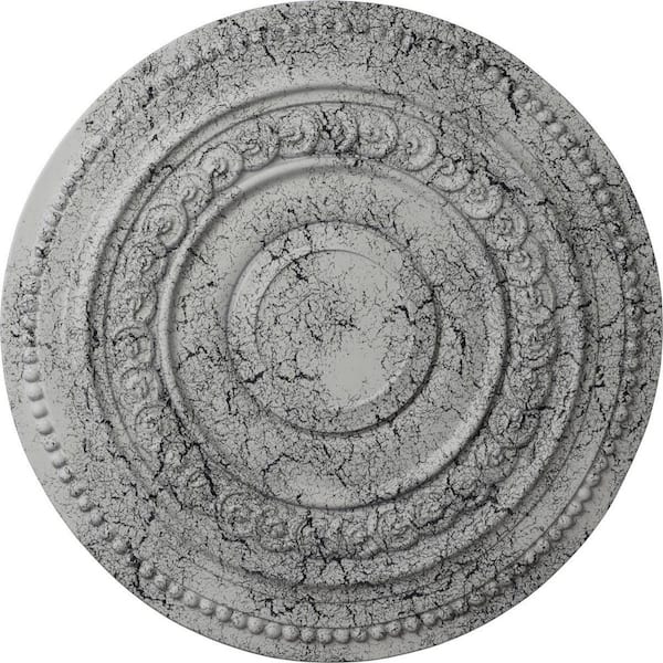 Ekena Millwork 1-1/4 in. x 18 in. x 18 in. Polyurethane Oldham Ceiling Medallion, Ultra Pure White Crackle