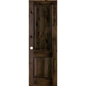 30 in. x 96 in. Rustic Knotty Alder Wood 2-Panel Square Top Right-Hand/Inswing Black Stain Single Prehung Interior Door