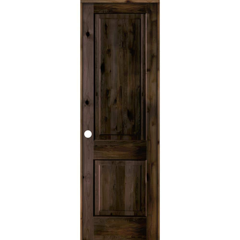 30 in. x 96 in. Rustic Knotty Alder 2-Panel Right Handed Black Stain Wood Single Prehung Interior Door with Square Top price history on PriceWatchPro
