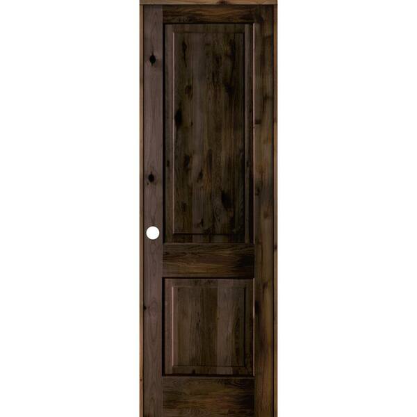 Krosswood Doors 30 in. x 96 in. Rustic Knotty Alder 2-Panel Right Handed Black Stain Wood Single Prehung Interior Door with Square Top