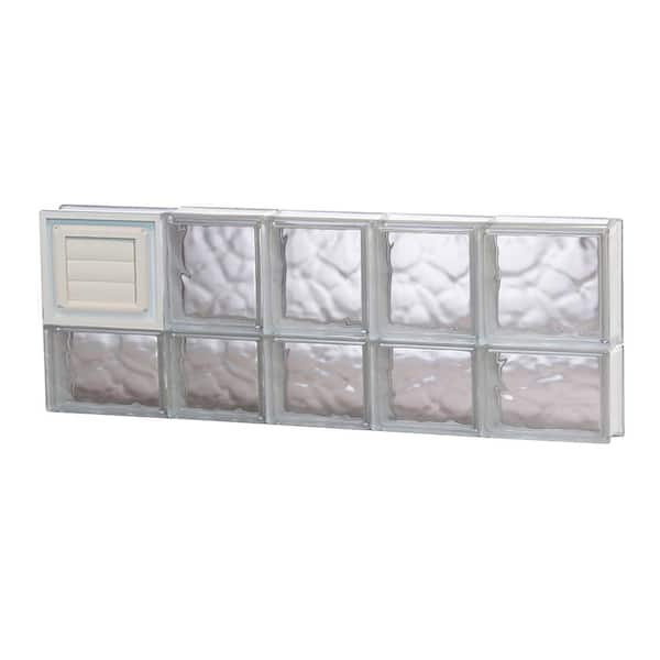 Clearly Secure 32.75 in. x 13.5 in. x 3.125 in. Frameless Wave Pattern Glass Block Window with Dryer Vent