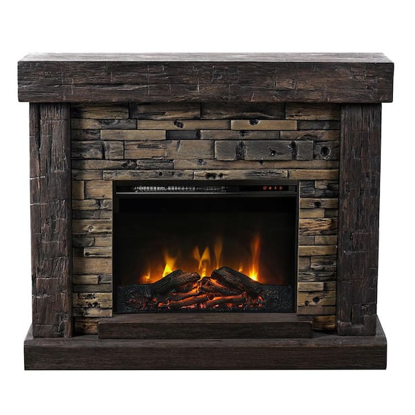45 in. Freestanding Electric Fireplace in Brown