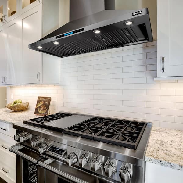 JANSKA 48 in. 1300 CFM Ducted Wall Mount Range Hood in PVD Black