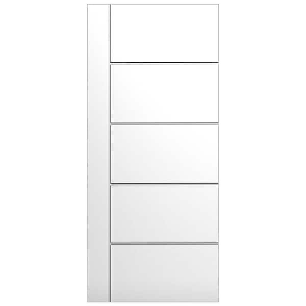 30 in. x 80 in. x 1-3/8 in.  Contemporary 6-Panel, Primed Wood Door Slab