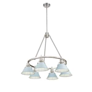 Orwell 6-Light Pewter and Dusky Blue Chandelier