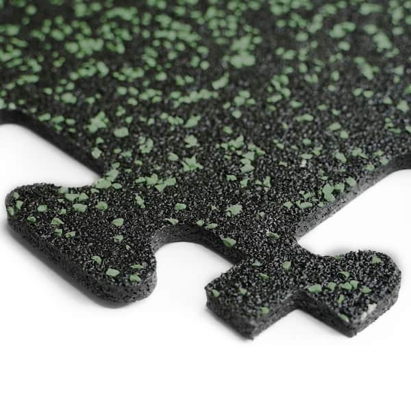 Rubber Gym Tiles with Seafoam Colored Flake 18 .in x 18 .in 8 mm Thick Interlocking Tile (6 Tiles/Case) (13.5 sq ft)