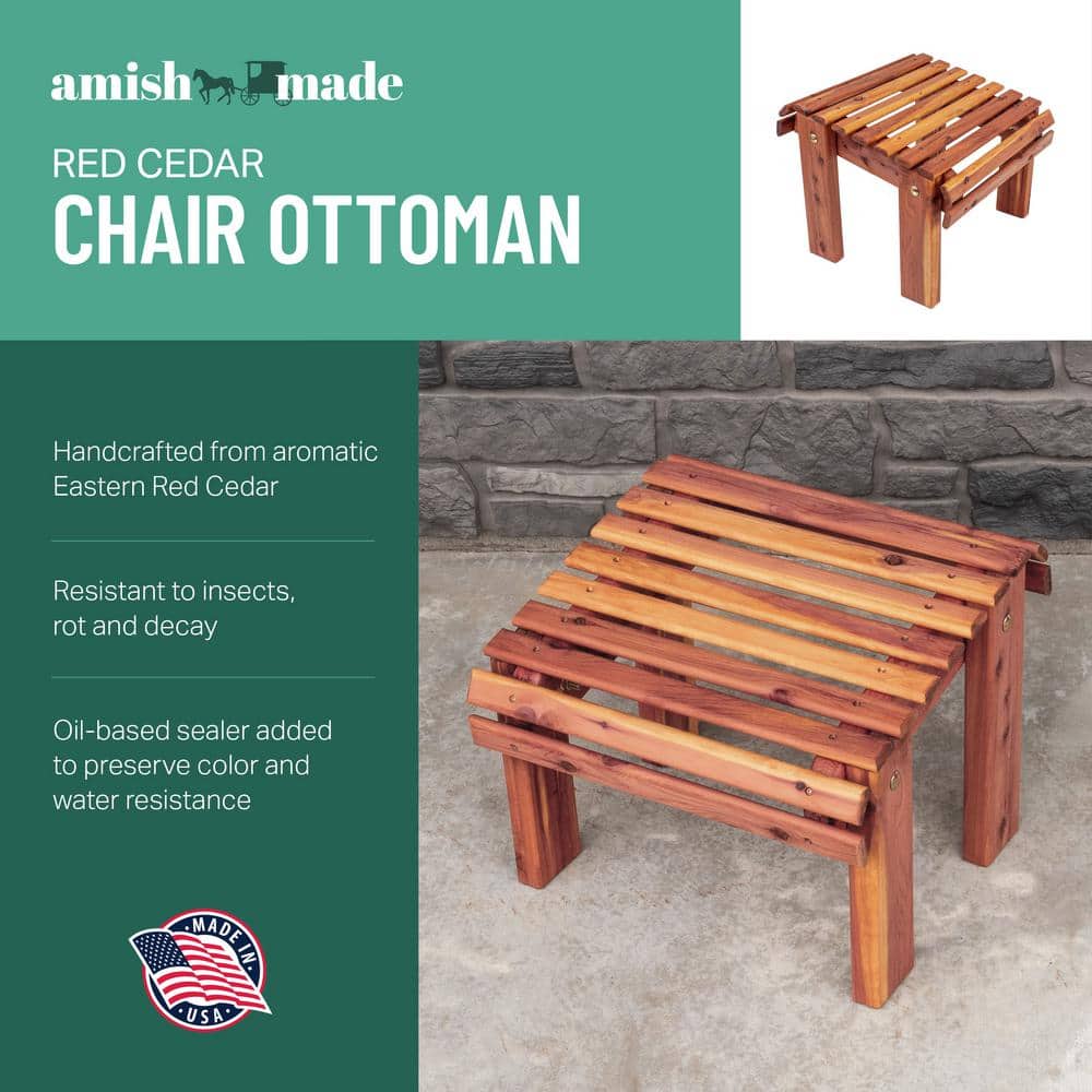 Rustic Cedar Wood Outdoor Stationary Ottoman