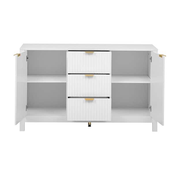 anpport Modern White Wood 47.2 in. Sideboard with Adjustable