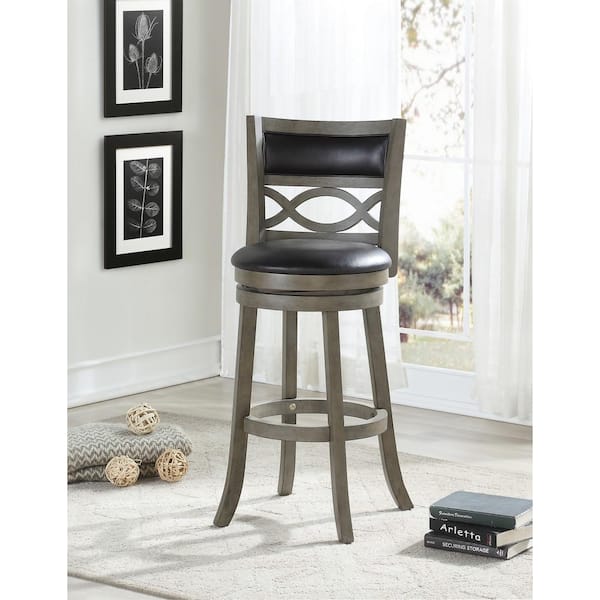 NEW CLASSIC HOME FURNISHINGS New Classic Furniture Manchester 29 in. Gray Wood Bar Stool with PU Seat
