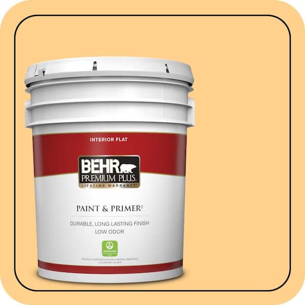 BEHR PREMIUM PLUS 5 gal. #300B-4 Sunporch Flat Low Odor Interior Paint & Primer