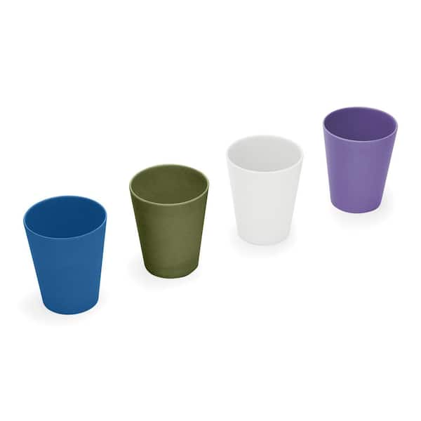 Red Rover Bamboo Cups Assorted Colors, Blue, Green, Purple, White (Set of 4)